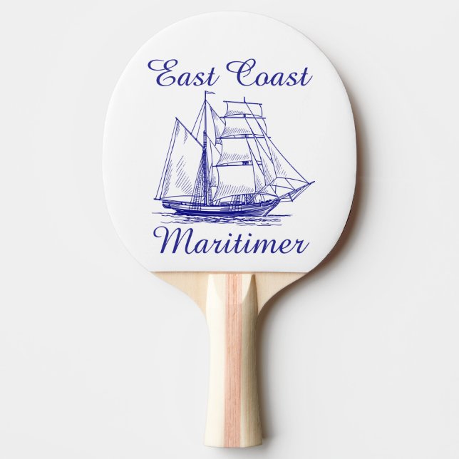 East coast Maritimer sailing ship ping pong paddle (Front)