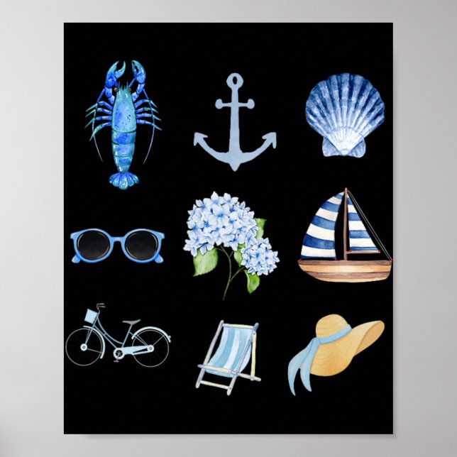 East Coast Summer New England Aesthetic Collage  Poster (Front)