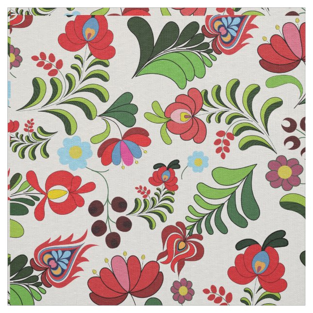 East European Folk Flower Pattern Fabric (Swatch)