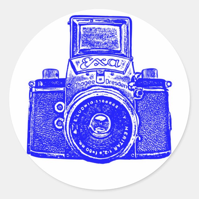 East German Camera - Blue Classic Round Sticker (Front)