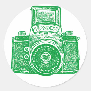 East German Camera - Grass Green Classic Round Sticker