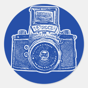 East German Camera II - Dark Blue Classic Round Sticker