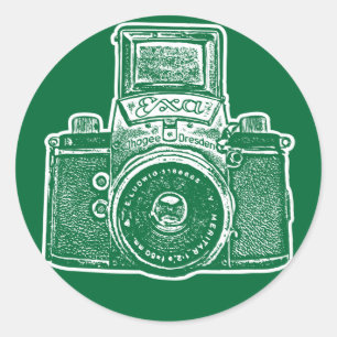 East German Camera II - Forest Green Classic Round Sticker