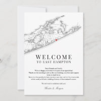 East Hampton NY Wedding Welcome Letter Black White
