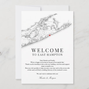 East Hampton NY Wedding Welcome Letter Black White Thank You Card