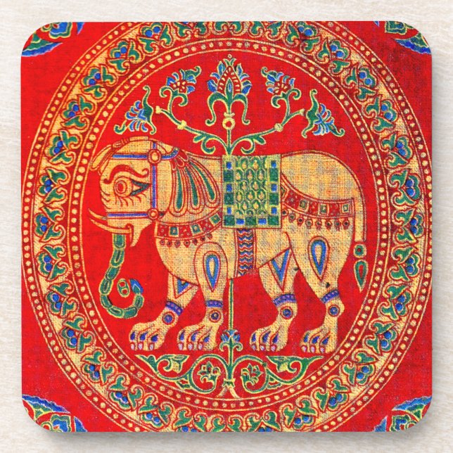East Indian elephant print Coaster (Front)