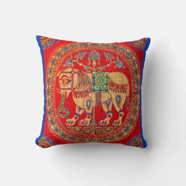 East Indian elephant print Cushion (Front)