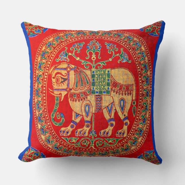 East Indian elephant print Cushion (Front)
