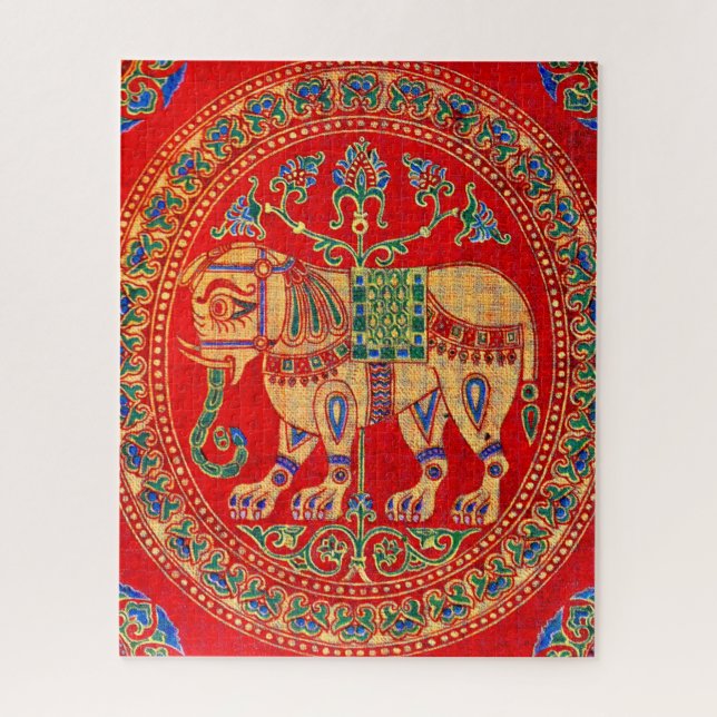 East Indian elephant print Jigsaw Puzzle (Vertical)