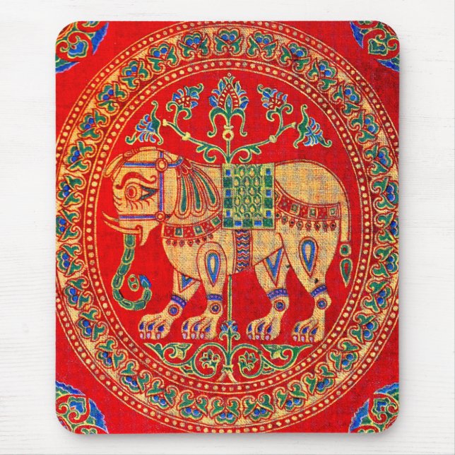 East Indian elephant print Mouse Mat (Front)