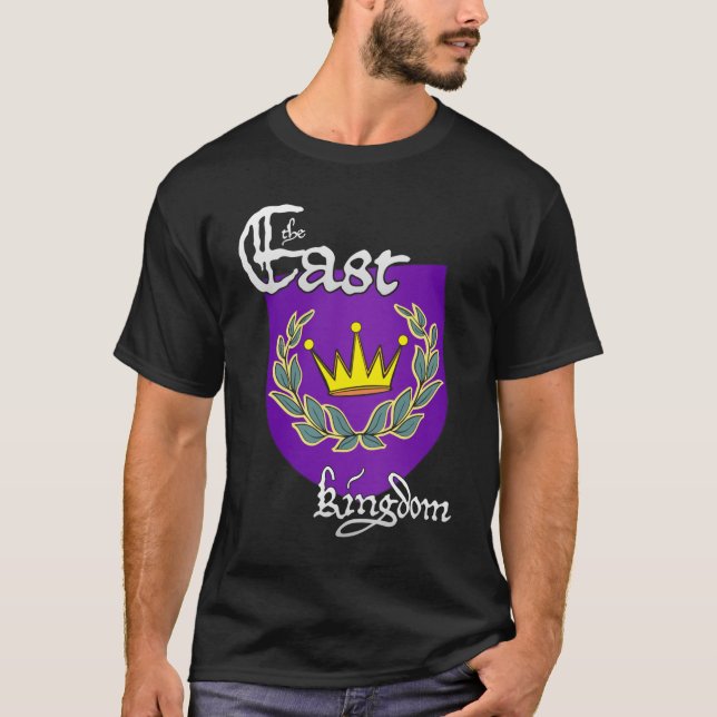 East Kingdom Device w/ text for dark shirts (Front)