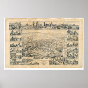 East Los Angeles, CA. Panoramic Map 1888 (0900A) Poster
