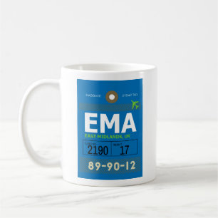 East Midlands, UK - EMA Airport Code Coffee Mug