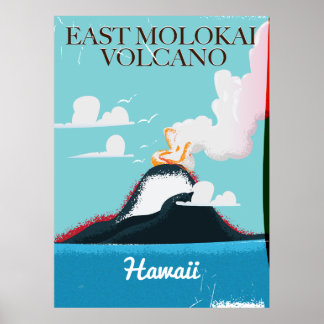 east molokai volcano vintage Hawaii travel poster