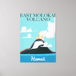 east molokai volcano vintage Hawaii travel poster Canvas Print