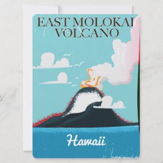 east molokai volcano vintage Hawaii travel poster Invitation