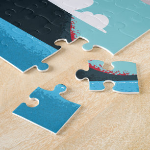 east molokai volcano vintage Hawaii travel poster Jigsaw Puzzle