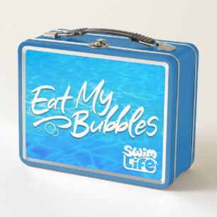 "East My Bubbles" Cool Pool color Swim Life Metal Lunch Box