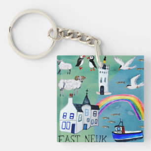 East Neuk Fife Coastal Path Scotland Watercolor Key Ring