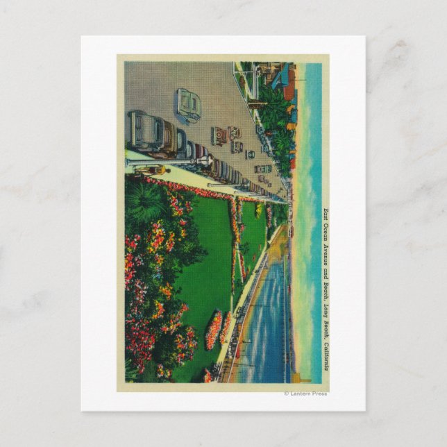 East Ocean Avenue and BeachLong Beach, CA Postcard (Front)