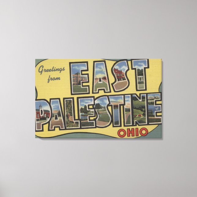 East Palestine, Ohio - Large Letter Scenes Canvas Print (Front)