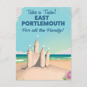 East Portlemouth Devon vintage travel poster. Postcard