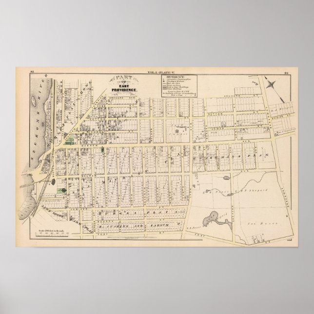 East Providence Rhode Island Map Poster (Front)