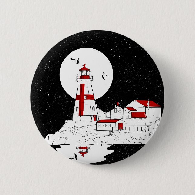 East Quoddy Head Lighthouse flat 6 Cm Round Badge (Front)