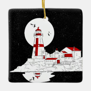 East Quoddy Head Lighthouse flat Ceramic Ornament