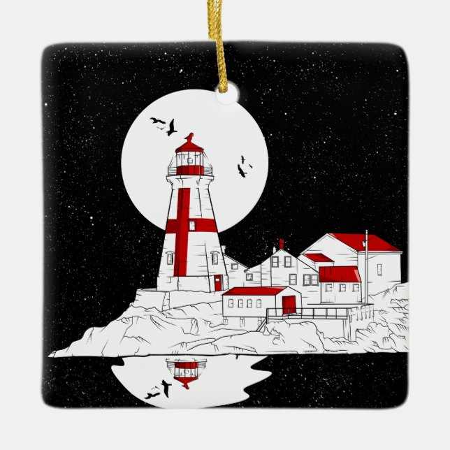 East Quoddy Head Lighthouse flat Ceramic Ornament (Front)