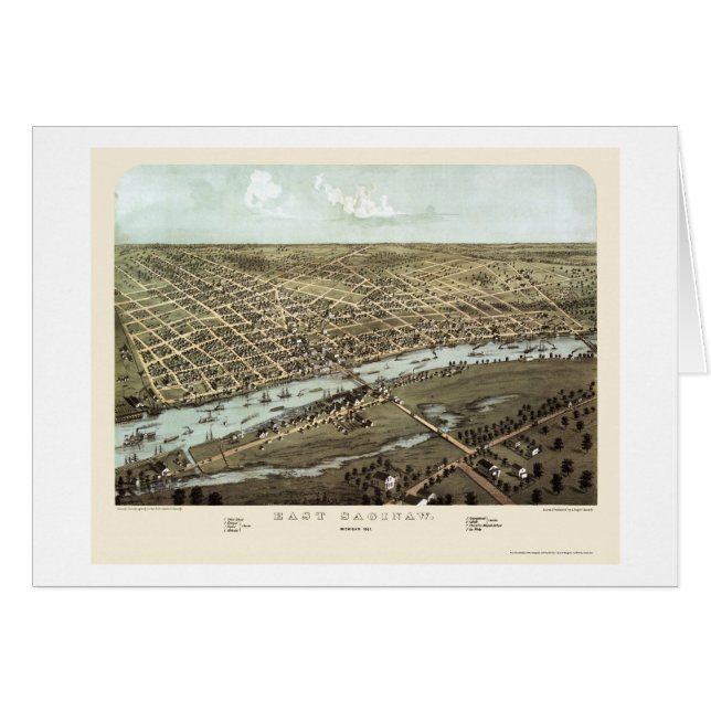 East Saginaw, MI Panoramic Map - 1867 (Front Horizontal)
