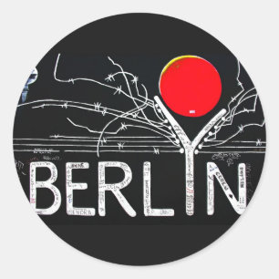 East Side Gallery, Berlin Wall, Barbed Wire/Red Su Classic Round Sticker