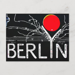 East Side Gallery, Berlin Wall, Barbed Wire/Red Su Postcard