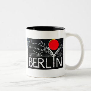 East Side Gallery, Berlin Wall, Barbed Wire/Red Su Two-Tone Coffee Mug