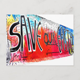 East Side Gallery, Berlin Wall, Save Our Earth (2) Postcard