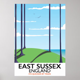 East Sussex, England train poster