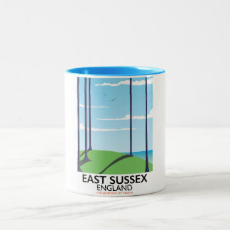 East Sussex, England train poster Two-Tone Coffee Mug