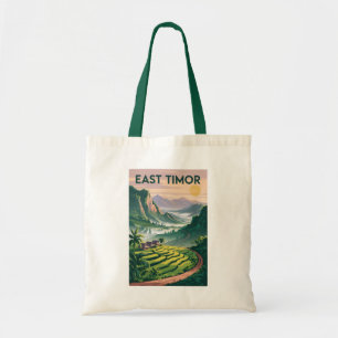 East Timor Fields Illustration Travel Art Vintage Tote Bag