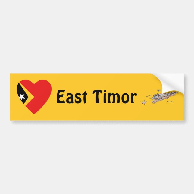 East Timor Flag Heart + Map Bumper Sticker (Front)