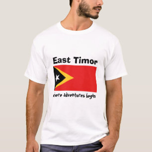 East Timor Flag + Map + Text T-Shirt