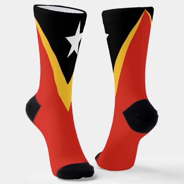 East Timor Flag Socks (Angled)