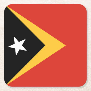 East Timor Flag Square Paper Coaster