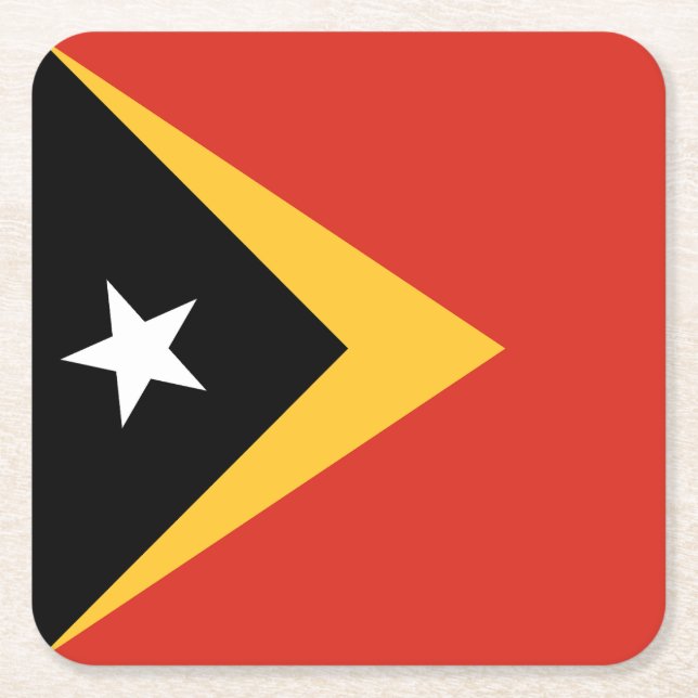 East Timor Flag Square Paper Coaster (Front)