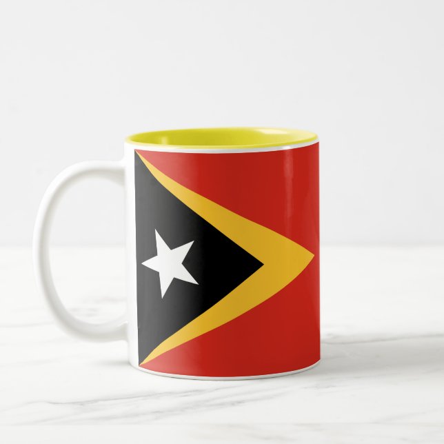 East Timor Flag Two-Tone Coffee Mug (Left)