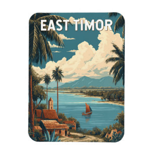 East Timor Illustration Travel Art Vintage Magnet