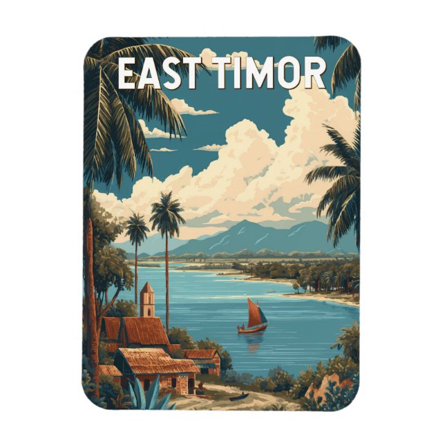 East Timor Illustration Travel Art Vintage Magnet (Vertical)