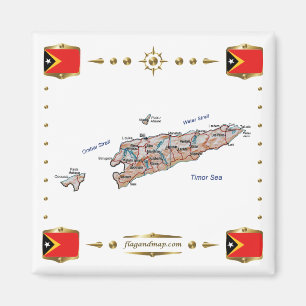 East Timor Map + Flags Magnet