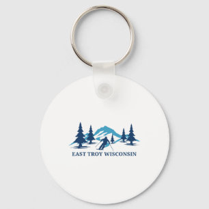 East Troy Wisconsin Ski Resort Skiing Skier Key Ring
