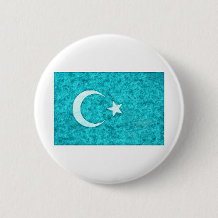 East Turkestan Flag pen and ink effect 6 Cm Round Badge