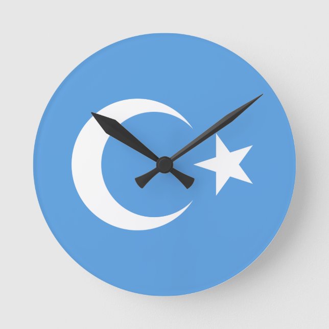 East Turkestan Uyghur Flag Round Clock (Front)